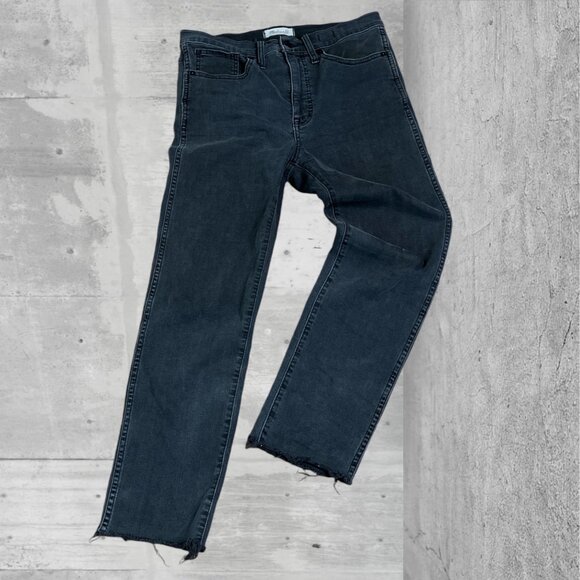 Madewell Womens Stovepipe Jeans Size 28 Charcoal Gray Wash Denim Raw Hem - Picture 2 of 6